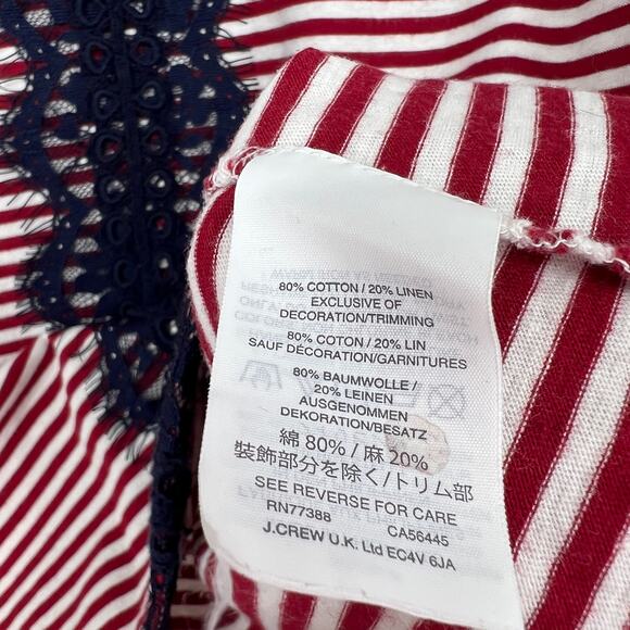 J. Crew Womens Size Small LINEN BLEND Red Nautical Blouse Shirt Top Long Sleeve - Picture 8 of 9